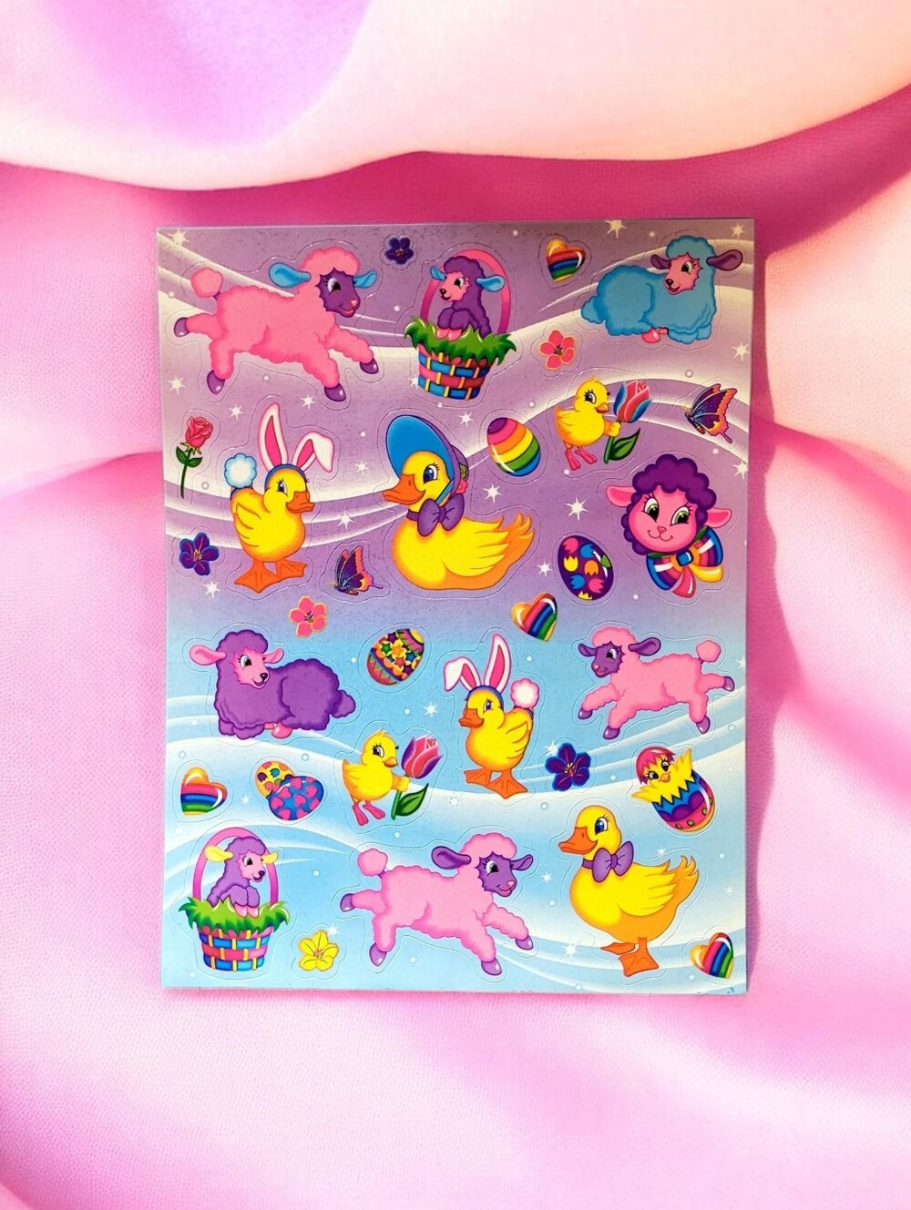 VINTAGE 1990 LISA FRANK "EASTER LAMB & CHICKS STICKER SHEET (S237)